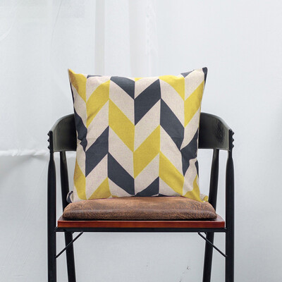 

〖Follure〗Color Geometric Lines Cotton Linen Throw Pillow Case Cushion Cover Home Decor A