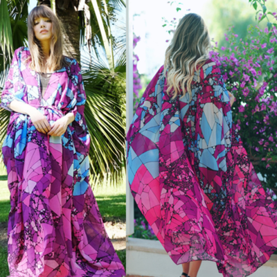 

Women Chiffon Kimono Beach Cardigan Bikini Cover Up Wrap Beachwear Long Dress