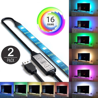 

Siaonvr 2Pcs USB Powered RGB 5050 LED Strip Lighting For TV Computer Background Light
