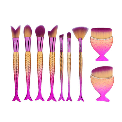 

〖Follure〗9PCS Fish Scale Brush Fishtail Bottom Brush Powder Blush Makeup Cosmetic Brush