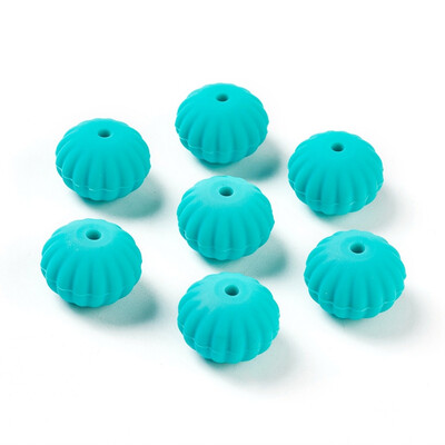 

Food Grade Environmental Silicone Beads Chewing Beads For Teethers DIY Nursing Necklaces Making Rondelle DarkTurquoise 18x13