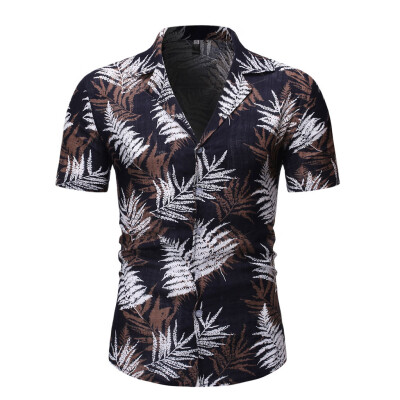 

Tailored Fashion Mens Casual Button Hawaii Print Beach Short Sleeve Quick Dry Top Blouse