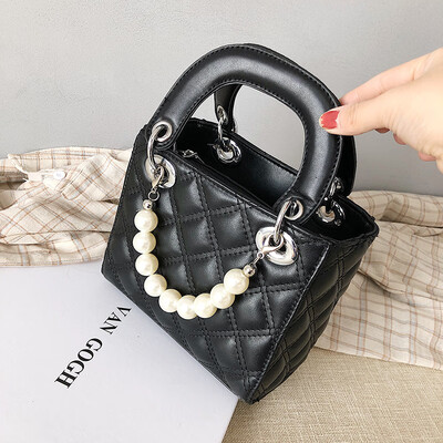 

Qiao Bani 2019 new European&American style fashion street shoot simple pearl wear bag shoulder bag diagonal cross tide handbag