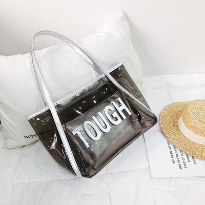 

Tailored Women Transparent Jelly Bag Tote Bag Summer Letter Big Bag Shoulder Bag Handbag