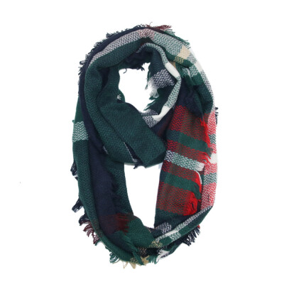 

Gobestart Winter Warm Plaid Ring Neck Warmer Wrap Collar Scarf