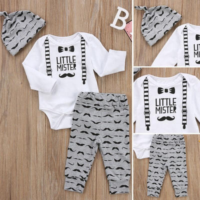 

3PCS Set Baby Boys Romper Jumpsuit Bodysuit Pants Trousers Clothes Outfits