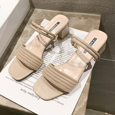 

Summer sandals with thick heels high heels flat soles white evening fairies&gentle wind