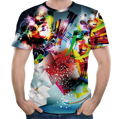 

Mens Summer Casual Round Neck Short Sleeve 3D Printed T-shirt Tops Plus Size