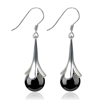 

Red Black Stone Long Water Drop Hangin Earrings Fashion Women Elegant Jewelry Valentines Day Gift WHE20