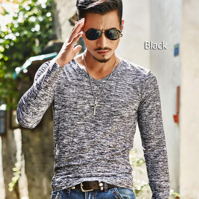 

New Autumn And Winter V Neck Slim Long Sleeve Mens T Shirt Bottoming Shirts