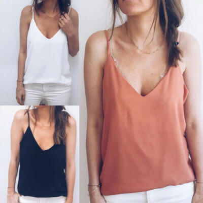 

Women Summer Casual Sleeveless Tank Top Vest Blouse Sexy V Neck Tank Tops Shirt