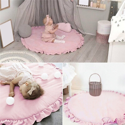 

Children Baby Game Mat Solid Color Lace Play Crawl Round Mat Cart Air-conditioned Rug Tent Bed Valance Decoration