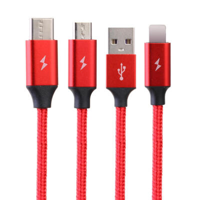 

3 in 1 12m Charging Cable 8PinMicro USB Type-C for iOS Android Phone