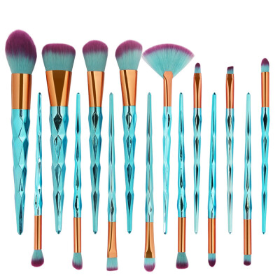 

Toponeto New Arrival 15Pc Mermaid Foundation Eyeshadow Contour Eye Lip Makeup Brushes Set