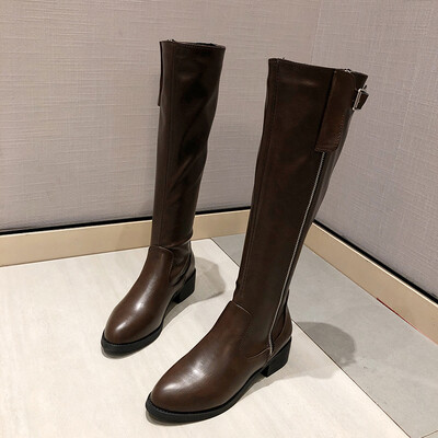 

Boots Children British Wind Autumn Korean Edition Tip-toed Coarse-heeled Locomotive Rider Boots Fashionable High-boots