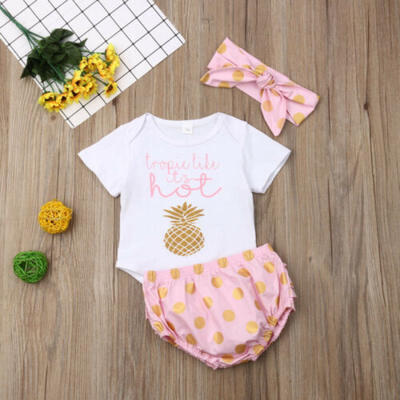 

US Infant Baby Girl Pineapple Romper Playsuit Ruffle Brief Outfit Summer Clothes