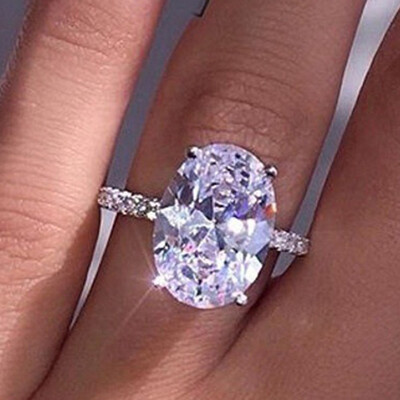 

Luxury Oval White Sapphire Promise Ring Wedding Jewelry Gift Size5-11