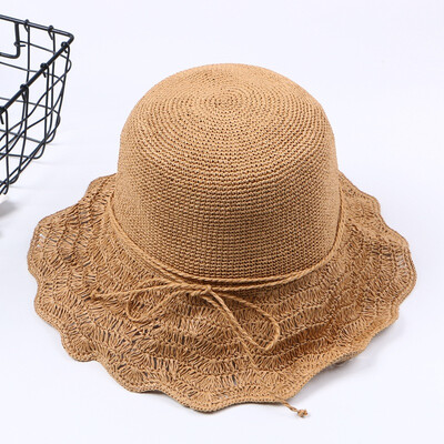 

New ladies outdoor outing bow sun hat vacation hollow sun hat hundred set summer straw hat wholesale