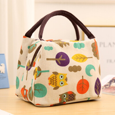 

Fashion Cotton Linen Cute Insulated Lunch Bag Thermal Cooler Women Kids Picnic Food Box Tote Carry Bags