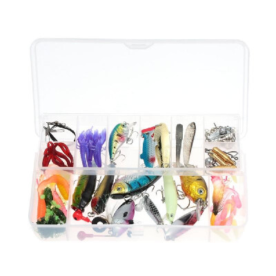 

100pcs Artificial Fishing Lure Set Hard Soft Baits Minnow VIB Spinner Spoon Popper Pencil Crank Jig Head Hooks with Two-layer Fish