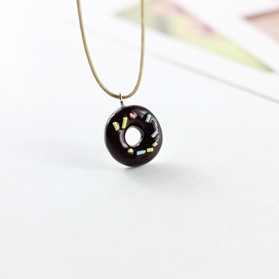 

Fashion Cute Lovely Donuts Ceramic Pendant Necklace For Students Girl Best Friends Handmade Resin Charm Jewelry Gift