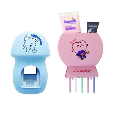 

Bathroom Accessories Set Tooth Brush Toothbrush Holder Toothpaste Dispenser Squeezer Whiteblue