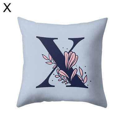 

Modern Capital Letter Flower Pillow Case Waist Throw Cushion Cover Home Decor