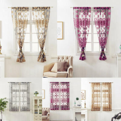 

Floral Tulle Voile Door Window Curtain Balcony Drape Panel Sheer Scarf Valances