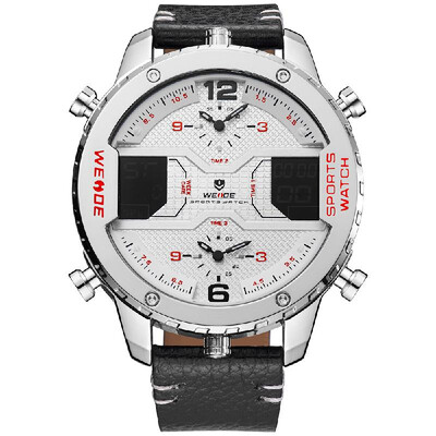 

WEIDE WH6401 Dual Display Two Movement Quartz Digital Men Watch Luminous Sports 3ATM Waterproof 53mm Big Dial Large Face Week Date