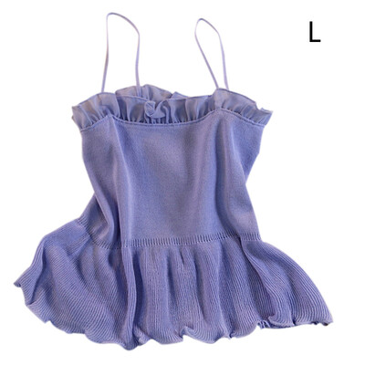 

Sweet Tank Top Cute Girl Style Camisole Fashion Novel Tops Women Folds Decorative Camisole Knitted Womens Camisole