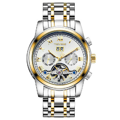 

TEVISE 9005 High-quality Skeleton Automatic Men Mechanical Watch Moon Phase Stainless Steel Clock Mens Business Men Wristwatches R