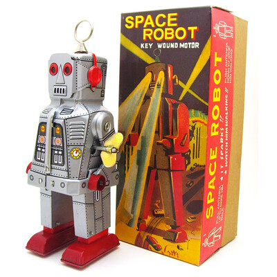 

Siaonvr Tinplate Nostalgic Clockwork Chain Toy Photography Props Nostalgic Robot MS403