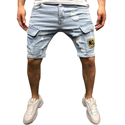 

Gobestart Mens Casual Shorts Jeans Sports Pocket Slim Fit Pants Shredded Trousers