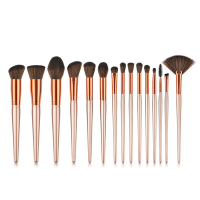 

〖Follure〗15PCS Brown Cosmetic Makeup Brush Brushes Foundation Powder Eyeshadow Brush Set