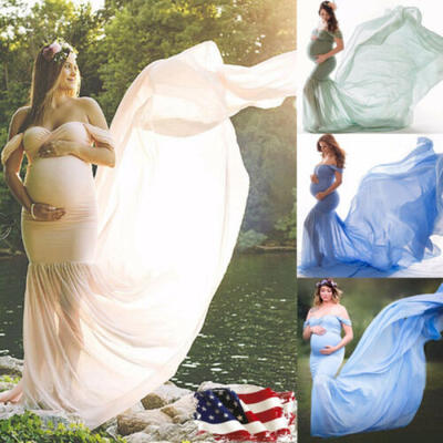

Pregnant Women Long Maxi Maternity Lace Dress Gown Photo Photography Prop USA