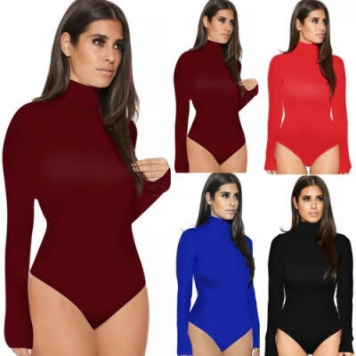 

New Women V Neck Long Sleeve Bodycon Bandage Bodysuit Jumpsuit Slim Short Romper