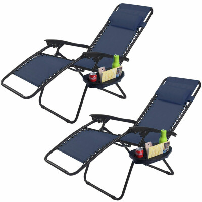 

2 pcs Folding Lounge Chair with Zero Gravity