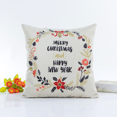 

Tailored Happy Christmas Pillow Cases Linen Sofa Cushion Cover Home Decor Pillow Core