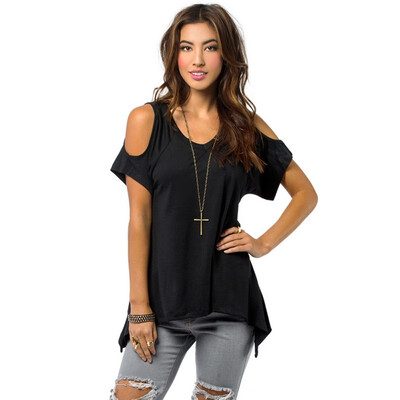 

Summer Women Off Shoulder Shirt Casual Loose T-shirts Soft Cotton Tops