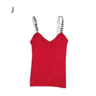 

Popular Fashion One Size Knit Letter Shoulder Strap Camisole V-neck Womens Camisole