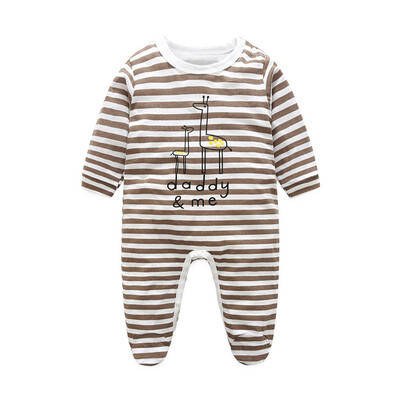 

Newborn Toddler Infant Baby Long Sleeve Stripe Letter Printing Jumpsuit Romper