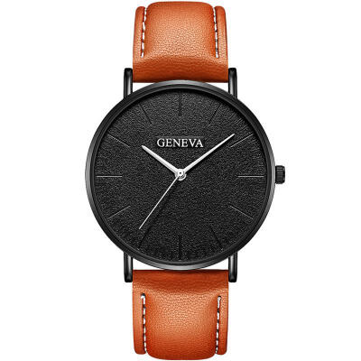 

2018 GENEVA Watch Men Womens PU Leather Band Stainless Steel Analog Quartz Wristwatch Lady Female Brown Watches Reloj Mujer