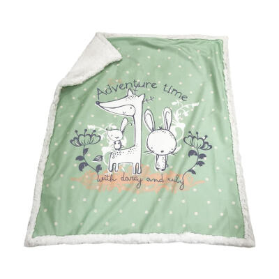 

Thicken Double Layer Coral Fleece Cartoon Printed Baby Kids Bedding Blanket