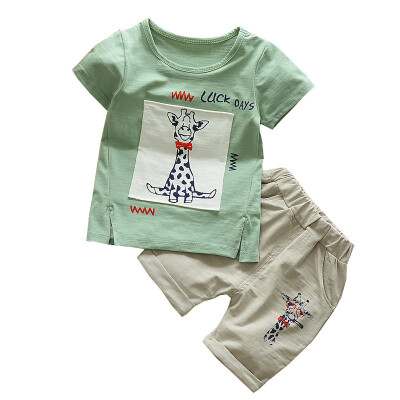 

2Pcs Toddler Kid Baby Boy Shirt Print Tops T shirtShorts Outfits Set Pants 1-6Y