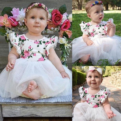 

Fashion Princess Kids Baby Girls Floral RomperSkirts Tutu Party Dress 2pcs Outfits