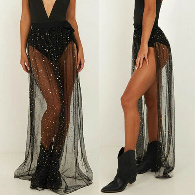 

Women Bikini Cover Up Swimwear Sheer Beach Maxi Wrap Skirt Sarong Pareo Dress