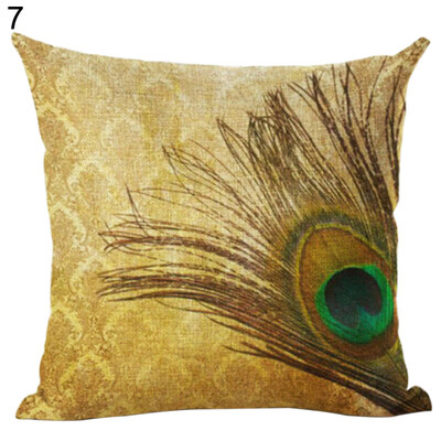 

Peacock Linen Throw Pillow Case Cushion Cover Sofa Bed Car Cafe Office Decor