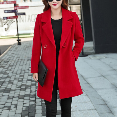 

Women Lapel Collar Long Sleeve Tops Blazer Suit Outwear Solid Office Work Coat