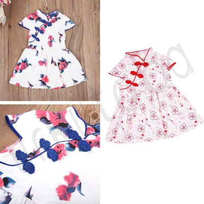 

Pretty Summer Chinese Infant Baby Girl Floral Cheongsam Qipao Dress Clothes