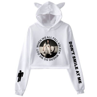 

Billie Eilish Inspired Hoodied T Shirt Ocean Eyes Fans Crop Tops Sweatshirt
